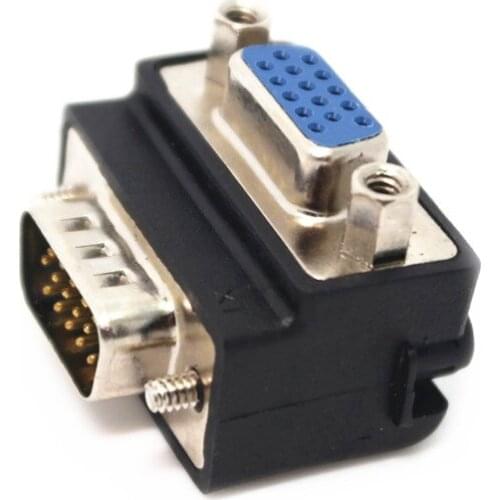 2pcs/lot 90 Degree Right Angled 15Pin VGA Male To Female VGA Adapter for PC Laptop TV