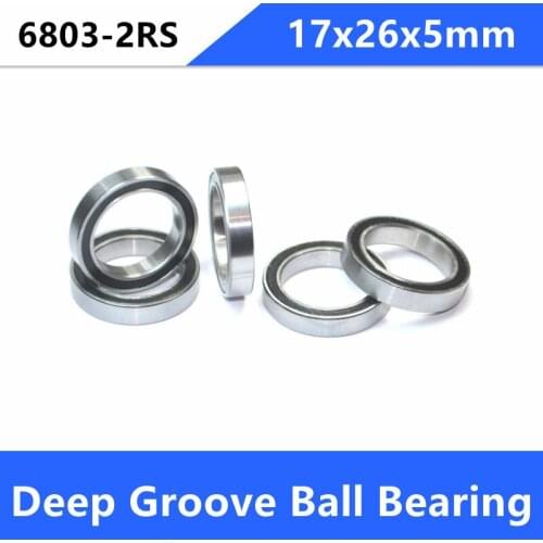 100pcs/lot 6803-2RS thin wall bearing 6803 6803RS 61803-2RS rubber sealing deep groove ball bearings 17x26x5 mm