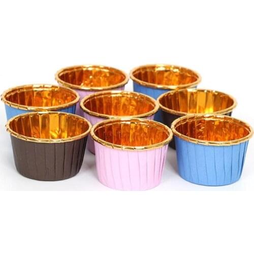 50pcs Muffin Paper Cups Gold Cupcak Liner Cake Wrappers Baking Cup Tray Case Paper Cups Heat Resistant Baking Mold Cake Supplies