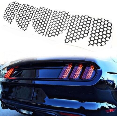 6pcs Honeycomb PVC Car Rear Tail Light Decorative Decal Stickers Cover Decoration For Ford Mustang Car Rear Tail Light Sticker