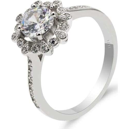 925 Silver Rings for Women Elegant Beauty Women Rings Big CZ Flower Finger Ring Fashion Jewelry Gift Fine Ring Wedding Rings