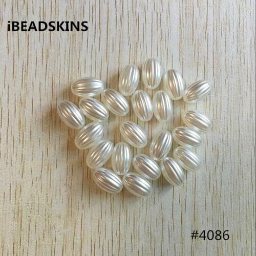 White color 16x10mm 500pcs/lot Acrylic Imitation pearl oval stripe shape Beads for Jewelry DIY #4086(Design as shown)