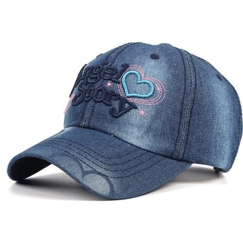 Womens baseball Cap Denim Snapback Hat 2020 Summer Embroidery Letter Print Korean Style Casquette Femme gorras mujer