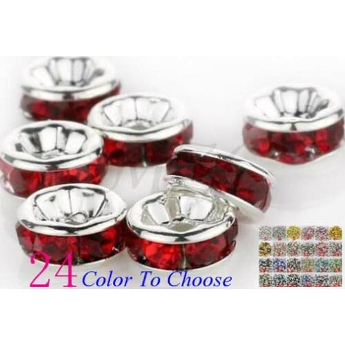 Ry45 bracelet DIY Loose +Free Shipping+Gift 10MM QEJ 100pcs/Lot Crystal Spacer Metal Silver Plated Rondelle Beads