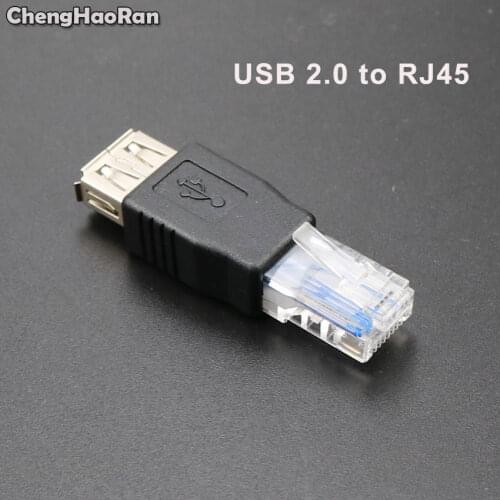 ChengHaoRan USB 2.0 Female to RJ45 Male Adapter Transfer Cable Crystal Head RJ45 Network Cable Connector USB AF/8P RJ45
