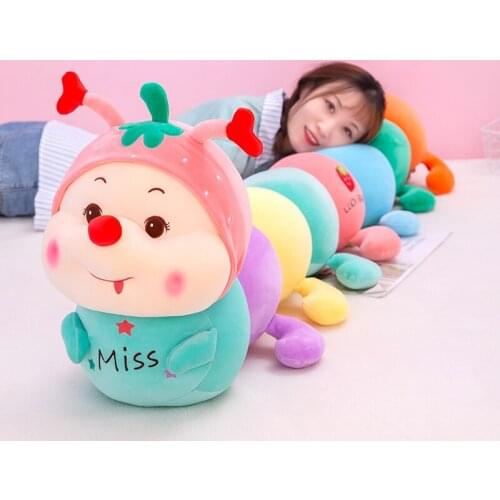 95-130cm Giant Cartoon Strawberry Caterpillar Plush Toy Plush Pillow Stuffed Plush Animal Baby Toys Girl Gifts Home Decor