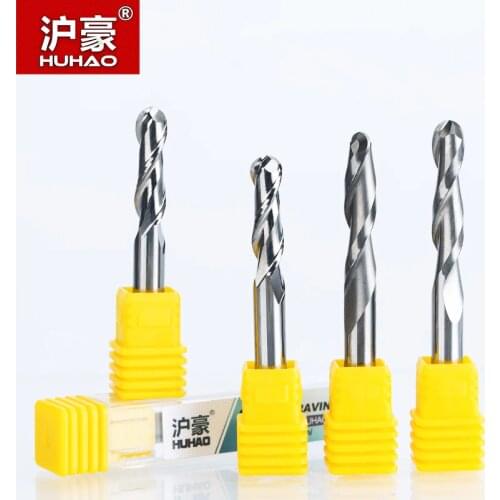 HUHAO 1pc 6mm 2 Flute Spiral Ball Nose End Mill CNC Router Bits For Wood Tungsten Carbide Milling route tool fresa CNC Tools