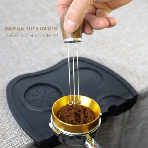 Solid wood handle Needle Coffee Tamper 58MM 51mm Coffee Tamper Distributor Leveler Tool Needle Type Coffee Powder Distributor