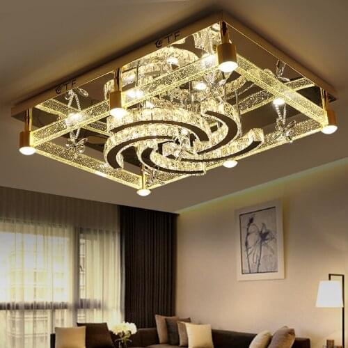 IWHD Tricolor dimmable Lamparas de Techo Mdern Crystal Led Ceiling Lamps For Living Room Bedroom Plafon Home Lighting Fixtures