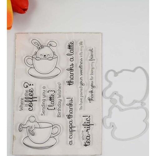 Coffee cup Transparent clear stamp/coordinating die for DIY Scrapbooking/Card Making/Kids Fun Decoration Supplies