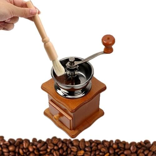 Coffeeware Wood Handle & Natural Bristles Coffee Machine Brush Kitchen Tools Coffee Grinder Brushes Machine Group Head Cleaning