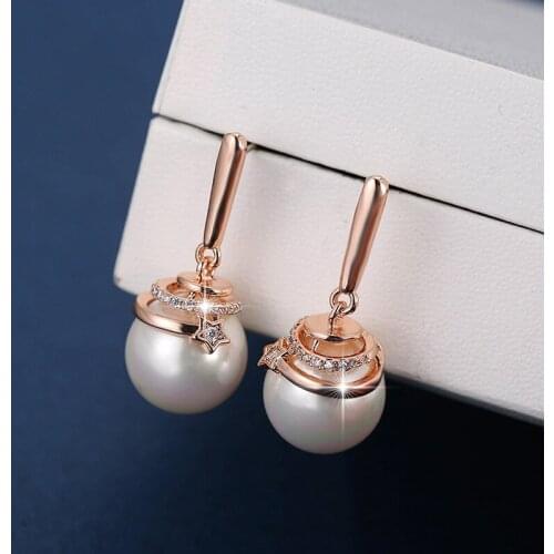 Korean version of the S925 silver needle pearl earrings inlaid zircon women earrings retro style ear fashion earrings