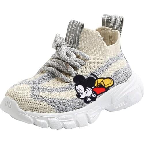 Disney Mickey casual shoes 2021 spring and autumn flying mesh sneakers boys girls breathable net shoes soft bottom toddler shoes