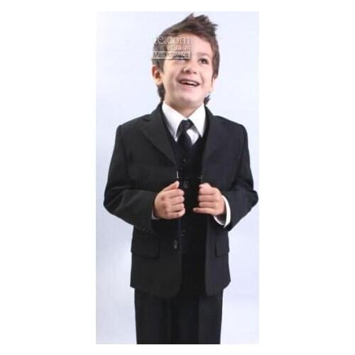 Top sell/Free shipping/Custom black Kid tuxedo Notch Collar Children Wedding Suit Boys Attire(Jacket+Pants+Tie+Waistcoat) w8888