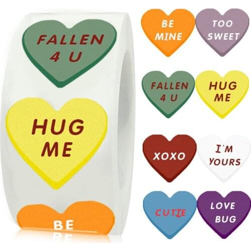 Love Heart Shape Valentines Day Behavior Sticker 1'' 500pcs Romantic Sealing Label for Wedding Gift Wrap Art Commercial Decor
