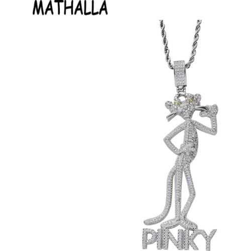 Ins New Cross-border Hip Hop Pendant Pinky Pink Leopard Pendant With Zircon Glitter Hip Hop Accessories