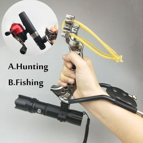 Powerful Elastic Hunting Fishing Slingshot Shooting Catapult With Fishing Reel Sling Shot Catapult Crossbow Bolt Shooting Fish