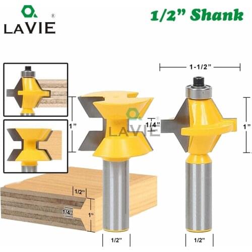 2pcs 12mm 1/2" Shank 120 Degree Tenon Router Bit Set Woodworking Groove Milling Cutter for Wood Tools Tungsten Carbide 03029