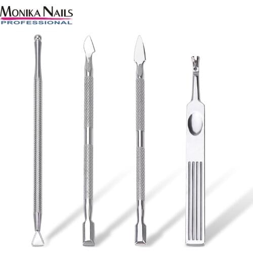 Nail Steel Push Set Dead Skin Remover Steel Push Four-Piece Suit Stainless Steel Double-Headed Nail Remover Tool Set
