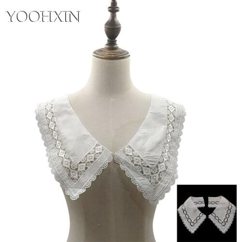 NEW Satin hollow flower embroidery DIY lace collar Fabric Sewing ribbon trim Applique neckline craft cloth Wedding textile