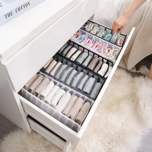 New Dormitory closet organizer for socks home separated underwear storage box 7 grids bra organizer foldable drawer organizer