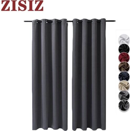 ZISIZ Solid Blackout Curtains For Living Room Window Curtains Kitchen Modern Thick Curtains Window Treatment Home Decoration