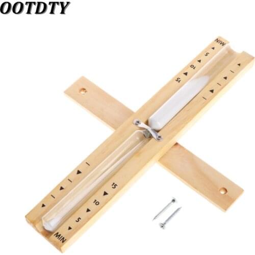 OOTDTY Wall-Mounted Rotating Sauna Wooden Hourglass White Sand Timer 15 Minutes