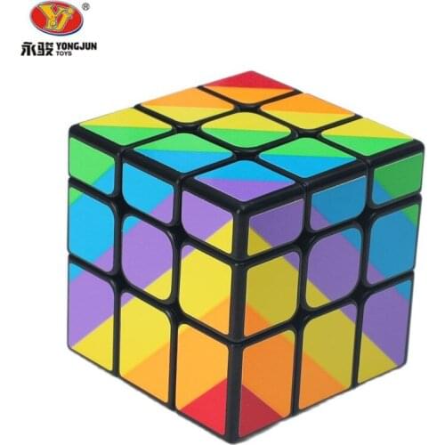 Original YJ Unequal 3x3 rainbow cube Yongjun 3x3x3 Cube Magic Puzzle 57mm Black Professional High Quality Educational Gift Toys