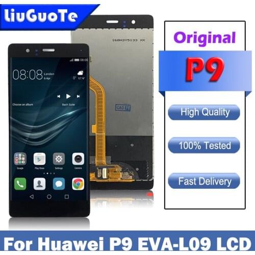 100% Original 5.2'' Display with Frame for Huawei P9 EVA-L09 EVA-L19 LCD Touch Screen Digitizer Assembly Repair Parts