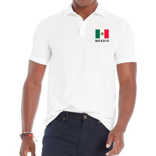 New Summer MEXICO National Flag Turndown Collar Shirt for Men Casual Cotton Clothing Classic Breathable Men Short Sleeve Tees