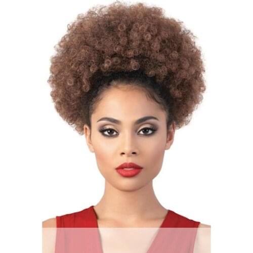 Hairpiece Hair Afro Puff Synthetic Curly Drawstring Ponytail Hair Bun Extension for Black Women 90g Mediumsize and 120g Wigsize