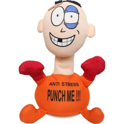 Funny Children Boxing Toys Punch Me Electric Plush Toys Girl Creative Vent Screaming Doll with Simulation Sound Christmas Gifts