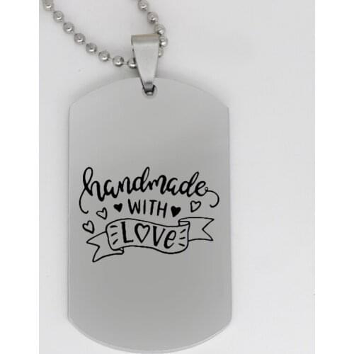 Ufine jewelry girl gift pendant army card handmade with love stainless steel customed necklace N4239