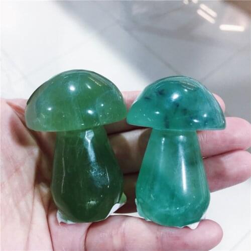 1PC Beatiful Natural Fluorite Crystal Stone Mushroom Hand Carved Figurine Home Decoration Halloween As Gift