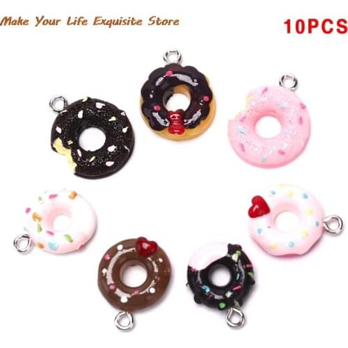 Miraculous 10Pcs/Set Decoration Kawaii Donuts Charms Pendants For DIY Bracelets Necklace Earring Key Chain Jewelry Making