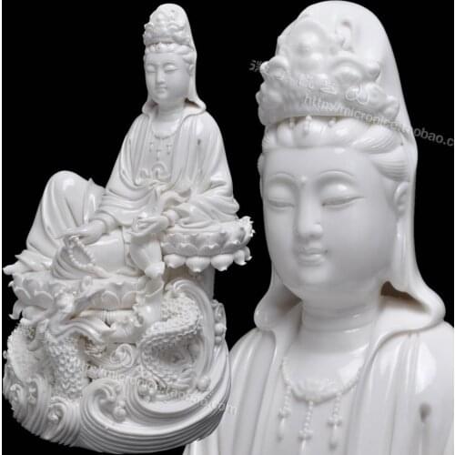 15 "dragon riding Guanyin porcelain Dehua Ceramic Figure Decoration Crafts Guanyin Buddha room