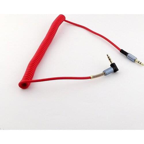 1x 3.5mm 1/8" Stereo TRS Male to 3Pole Male Right Angle Plug Aux Audio Coiled Connector Cable 5FT Red/White