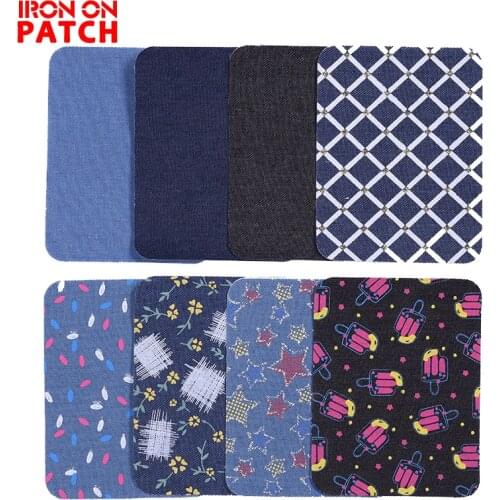 5PCS Iron On Denim Patches Clothing Jeans Patch Sewing Craft Repair Elbow Knee Denim DIY Accessories Cloth Embroidered Stickers