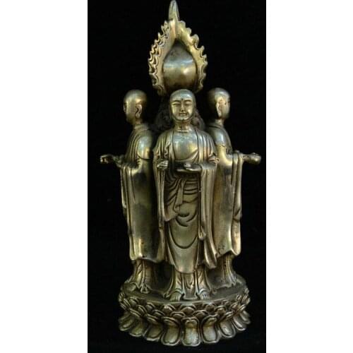 7" Old Tibet Silver Ksitigarbha Boddhisattva Netherworld Leader Tang Seng Statue