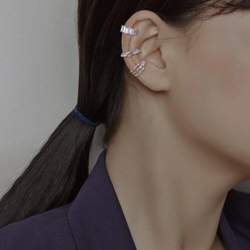 A Girl' Hip Hop Punk Style Multi-Layer Line Design Earring Shiny Zircon Chain Earring Ear Cuff Clip on Earring For Girl Women