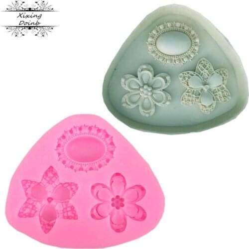 Diamond Gemstone 3D Flower Silicone Cake Mold Fondant Chocolate Decoration Tools gem Moulds