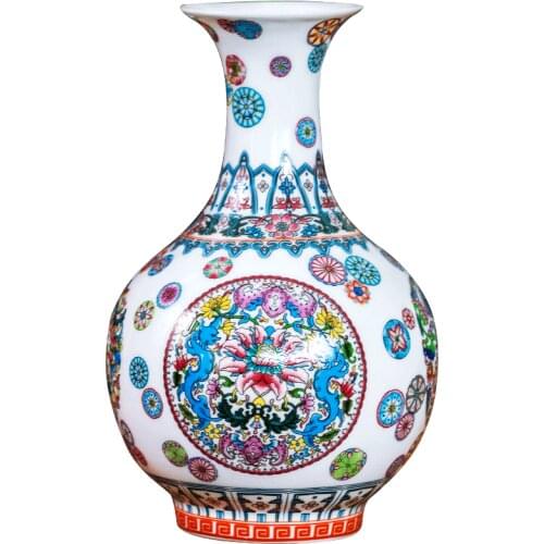 Jingdezhen Antique Ceramic Vase Peony Flower Twigs Home Living Room Flower Arrangement Wine Cabinet Porcelain Ornaments