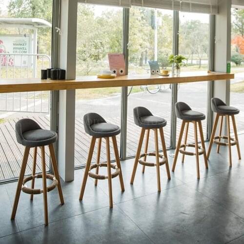 Solid wood bar chair rotating high stools home bar stools European style bar chair front high chair fashion bar chair