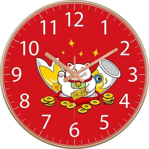 Silent Digital Wall Clocks Decor For Living Room Needle Traditional Chinese Watch Lucky Cat Net Red Cartoon Home Decoration