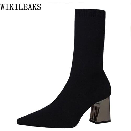 Socks Boots Shoes Bigtree Shoes Ankle Boots Heels Red Boots Knitting Shoes Woman Cuissardes Femme Chaussure Bottines Femme Shoe