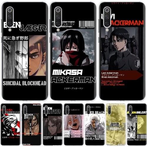 Attack on Titan Levi Mikasa Phone Case for Xiaomi Redmi Note 10 9S 9 8T 9 8 7 7A 8A 9A 9C 6A 6 S2 K20 S30 Pro Fashion Cover Capa