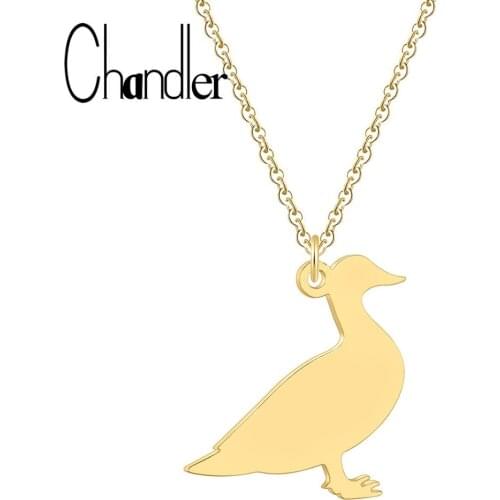 Chandler Duck Necklace Animal Charm Pendant Pet Duck Goose Jewelry Farm Animal Long Necklaces Funny Gift Free Ship