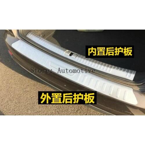 For AUDI A4 B9 2016 2017 4 door sedan Stainless steel Car inner & outer rear bumper foot plate 2pcs