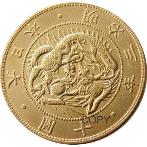 JP(27)Japan 10 Yen Gold-Plated Asian Meiji 3 Year Copy Coin