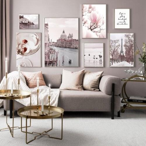 Amalfi Coast Paris Tower Church Seagull Flower Wall Art Canvas Painting Posters And Prints Wall Pictures For Living Room Decor